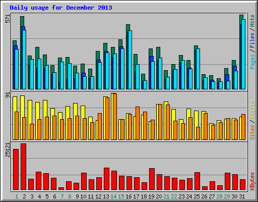 Daily usage for December 2013