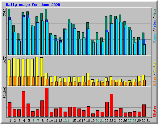 Daily usage for June 2020