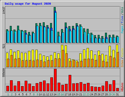 Daily usage for August 2020