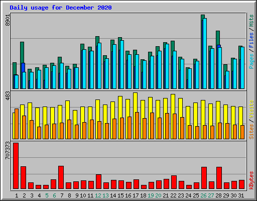 Daily usage for December 2020