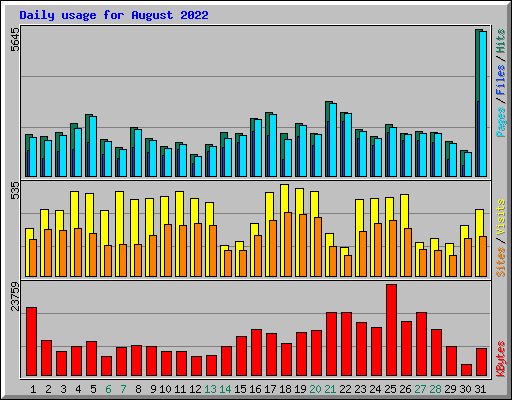 Daily usage for August 2022