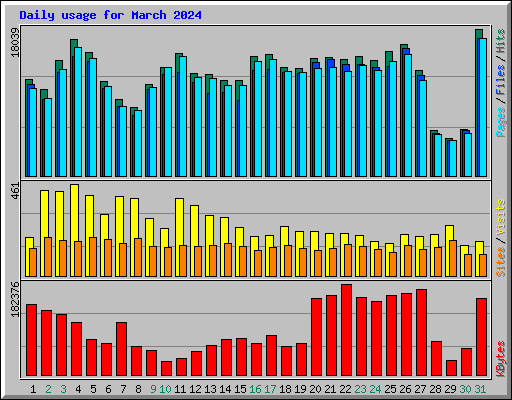 Daily usage for March 2024