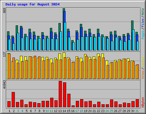 Daily usage for August 2024
