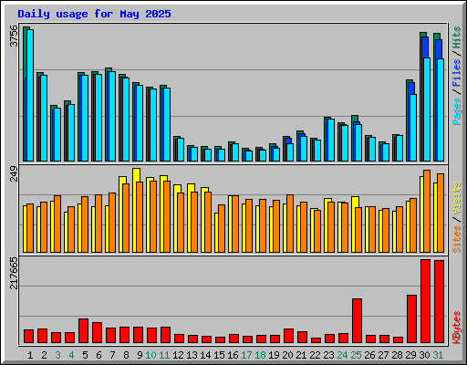 Daily usage for May 2025