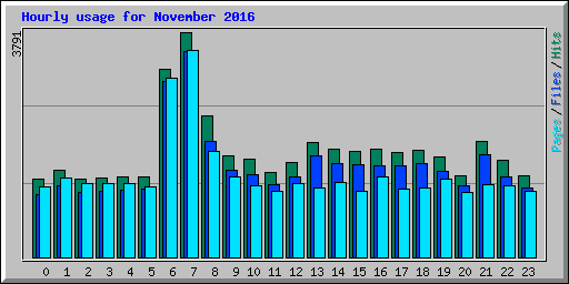 Hourly usage for November 2016